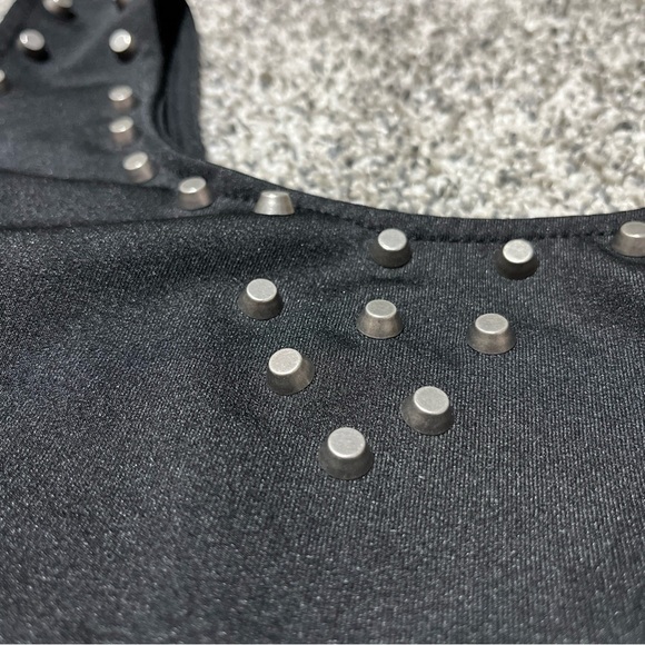 Poof Couture Womens A Line Dress Black  Studs Stretch Scoop Neck Sleeveless L - Picture 6 of 11